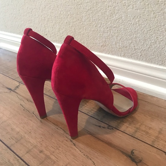 Red Suede Strappy Heels - Picture 4 of 6